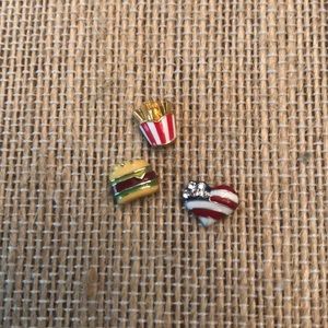 Origami Owl Red, White and Burgers Charm Set